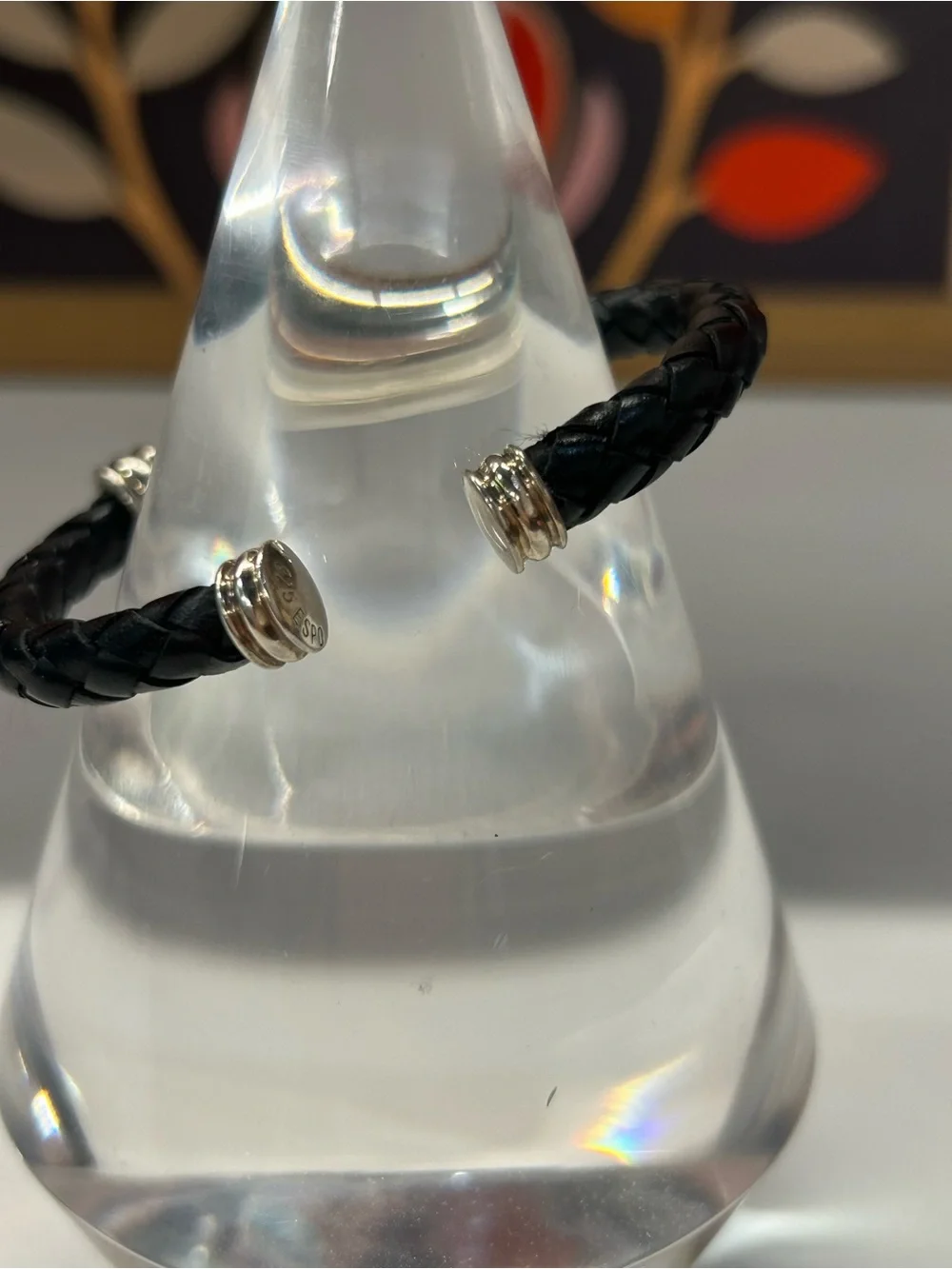 Vintage 90’s ESPO Esposito Sterling and leather bracelet